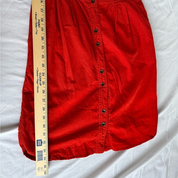 Maeve Anthropologie women corduroy pencil dress size 0 red orange wide wale - Picture 6 of 7
